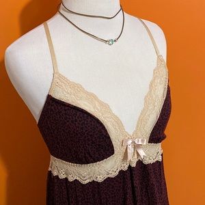 EBERJEY Chemise Camisole - Leopard Lacy Cami Top ~ Adjustable Straps ~ PRETTY!